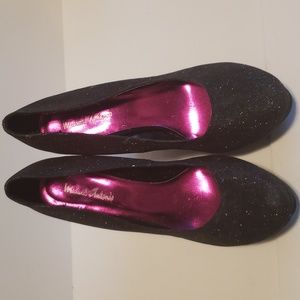 Super sparkly black platform wedge